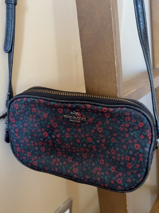 Coach Handbags - Coach Black Crossbody Bag with Red Floral Print